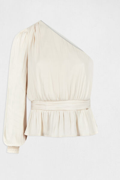 Blusa asimétrica rizada  mujer