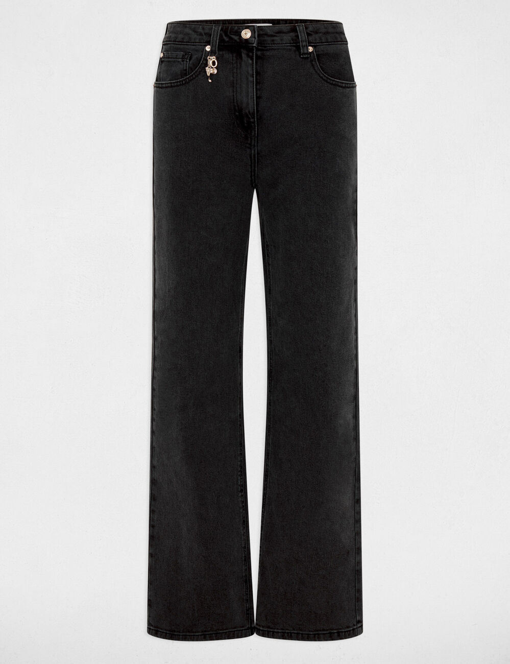 Vaqueros anchos de tiro alto denim negro mujer