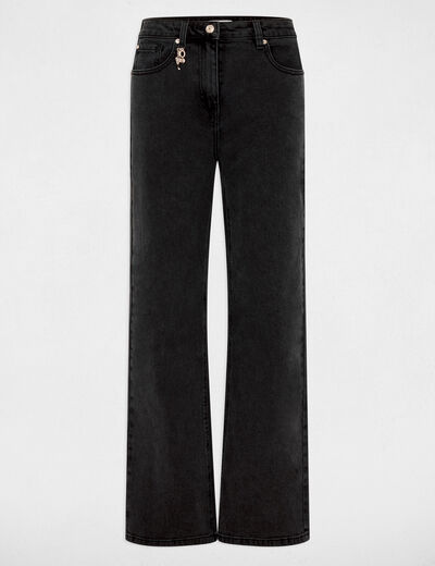 Vaqueros anchos de tiro alto denim negro mujer