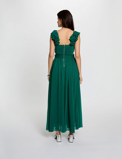 Vestido largo recto holgado verde mujer