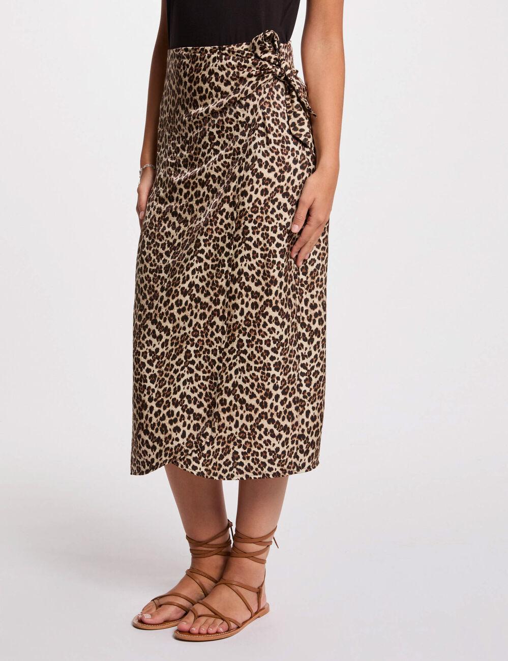 Falda midi estampada multicolor mujer