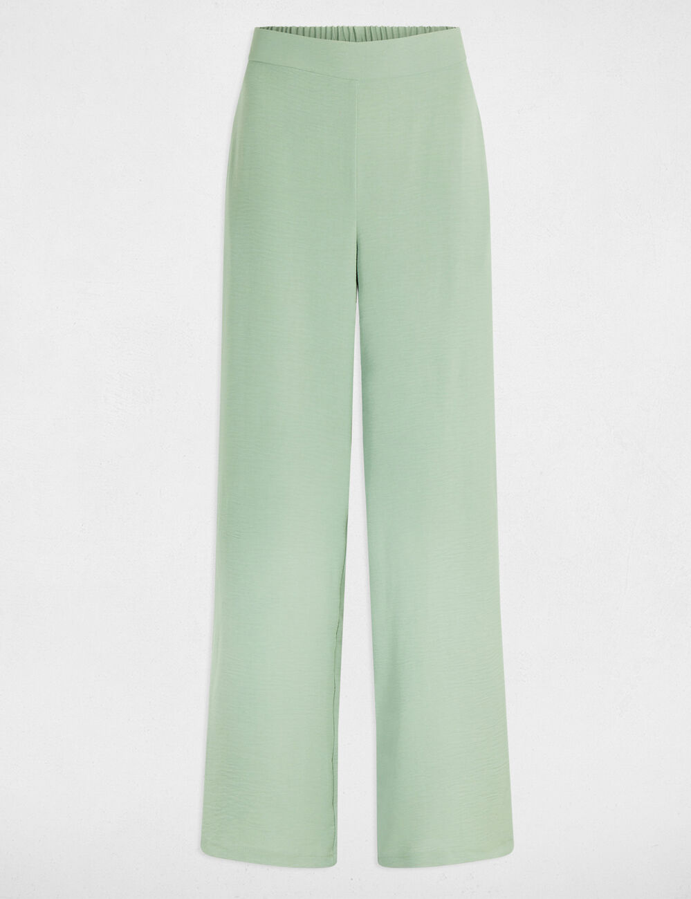 Pantalón pernera ancha holgado verde claro mujer