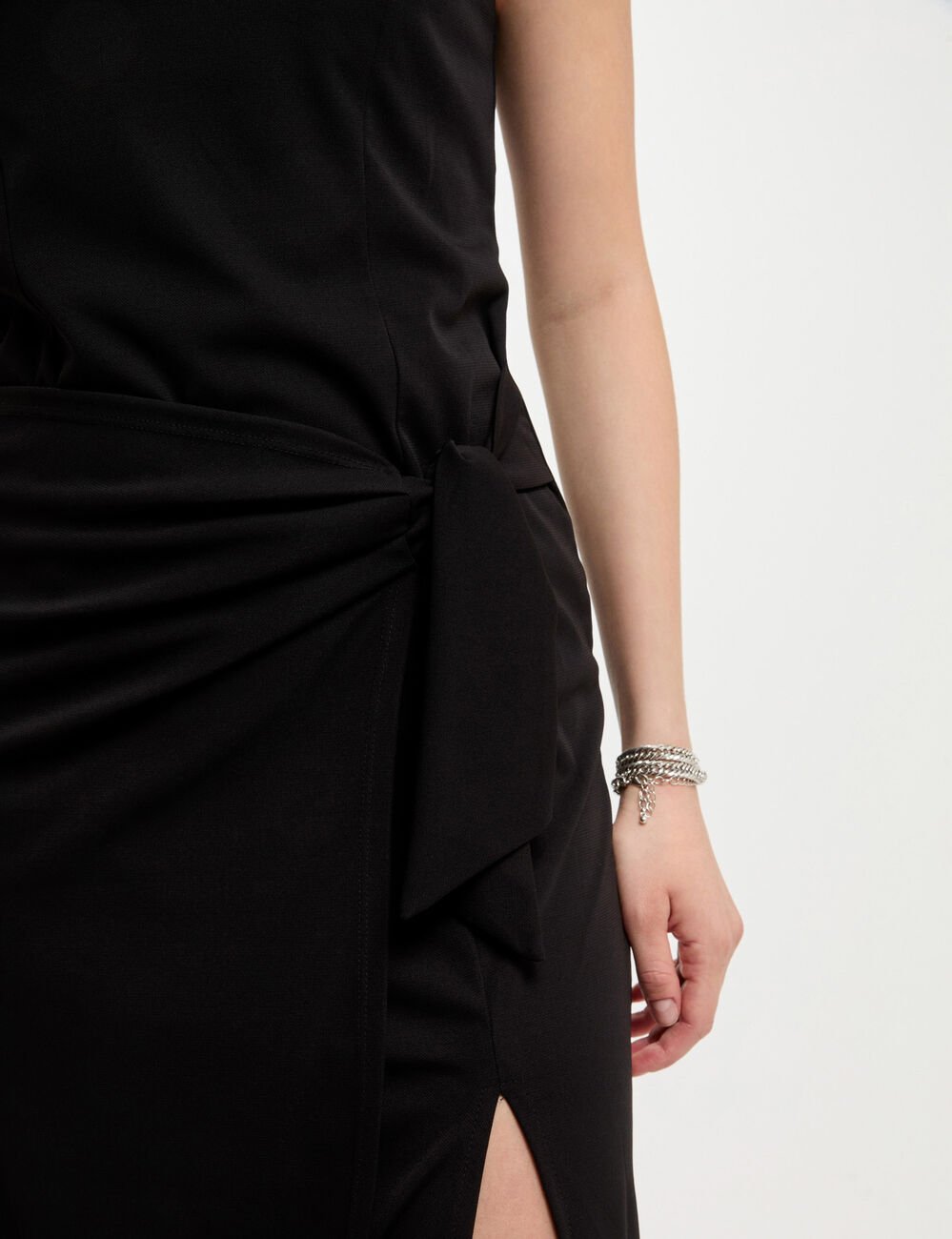 Vestido midi ajustado negro mujer