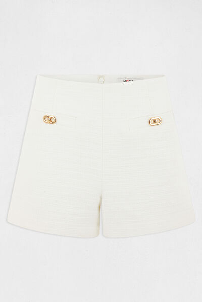 Short ajustado con adornos de metal crudo mujer