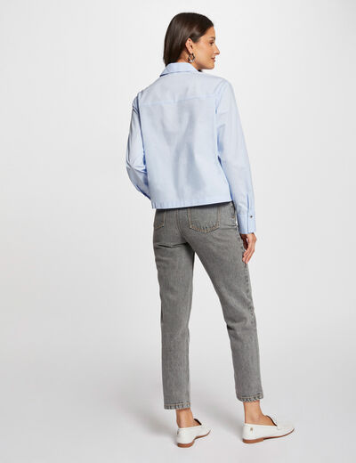 Vaquero recto estilo corto gris anthracite mujer