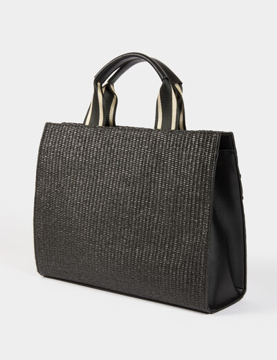 Bolso shopper trenzado negro mujer