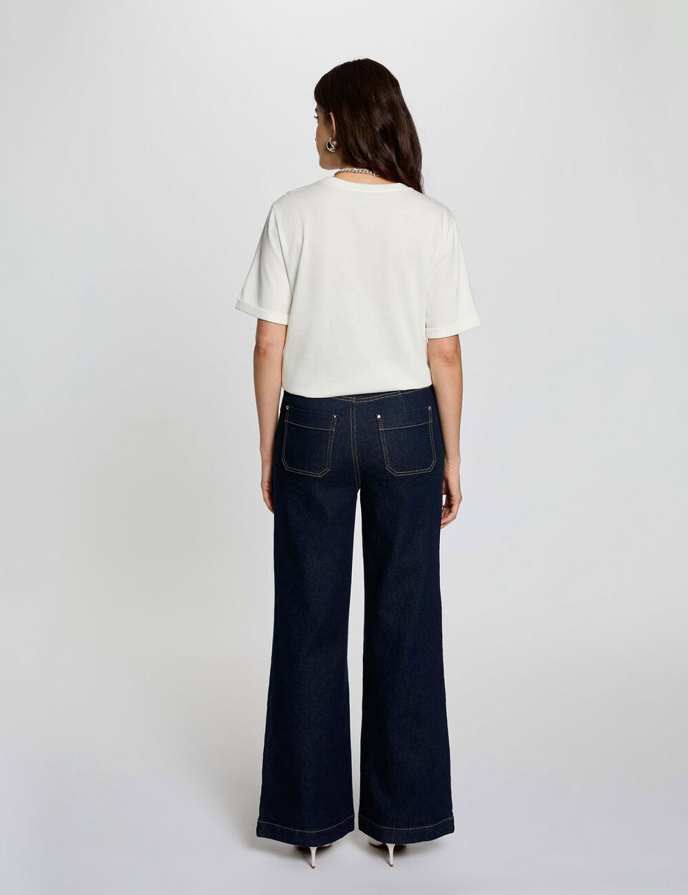 Vaquero pernera ancha denim crudo mujer
