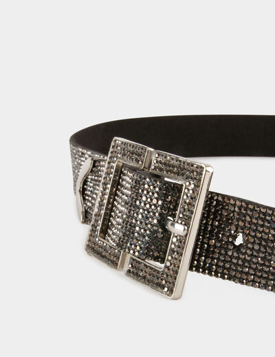 Cinturón con strass gris claro mujer