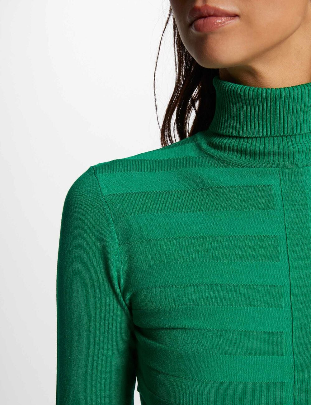 Jersey de cuello alto ajustado verde claro mujer