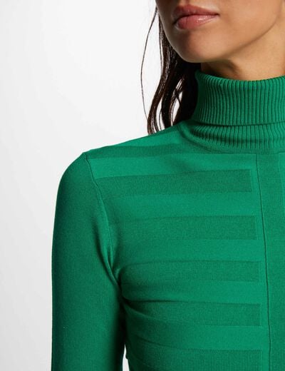 Jersey de cuello alto ajustado verde claro mujer