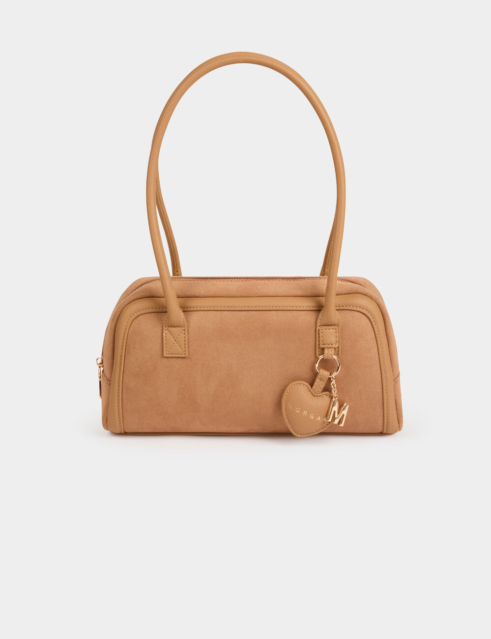 Bolso baguette de ante beige mujer