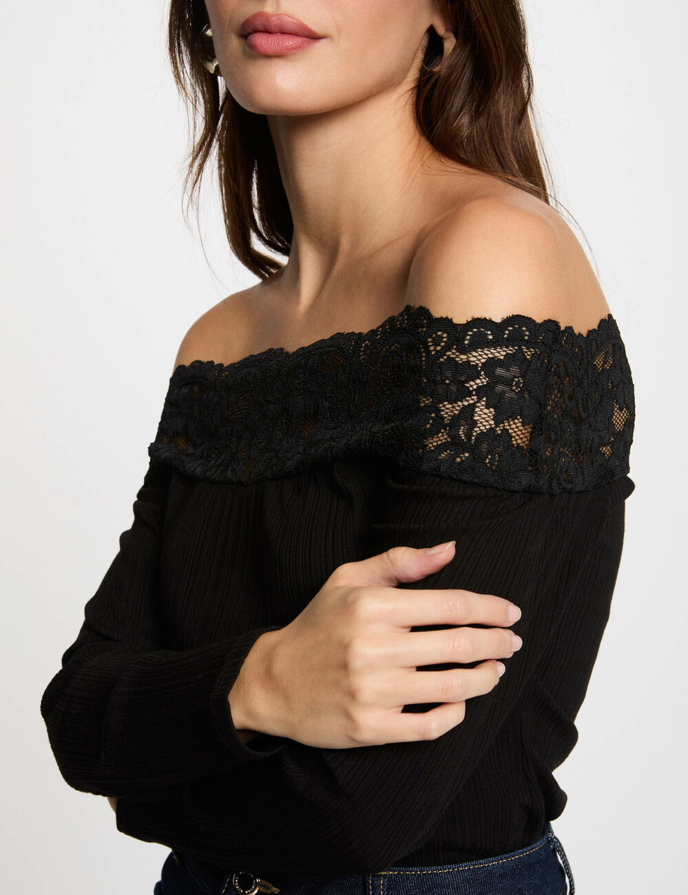 Camiseta manga larga negro mujer
