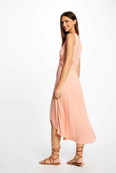 Vestido midi evasé asimétrico  mujer