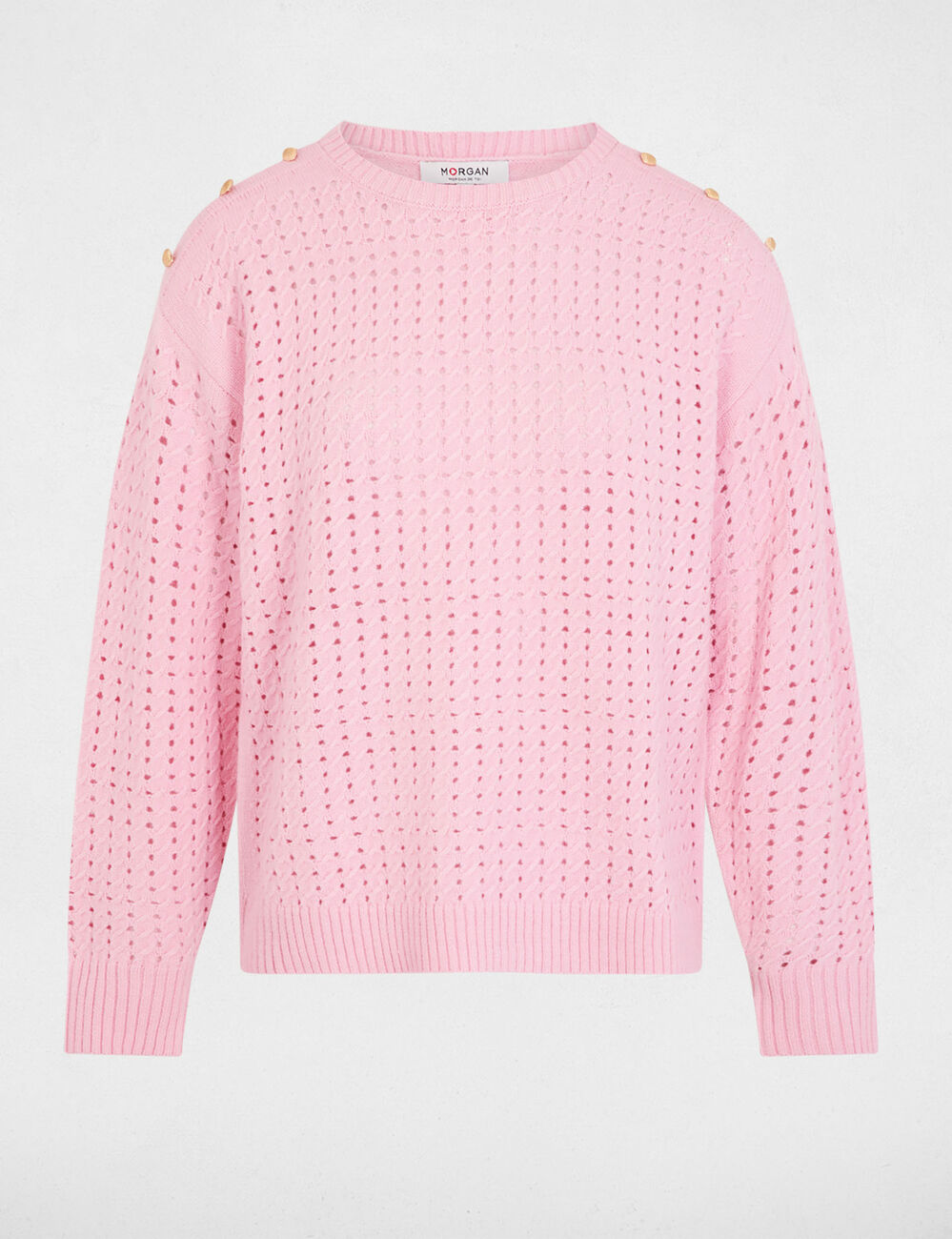 Jersey con hombros abotonados rosa claro mujer