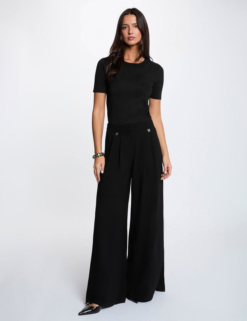 Jersey cuello redondo negro mujer
