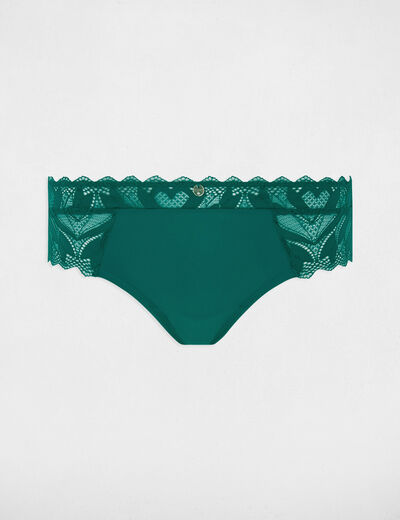Shorty de encaje verde mujer