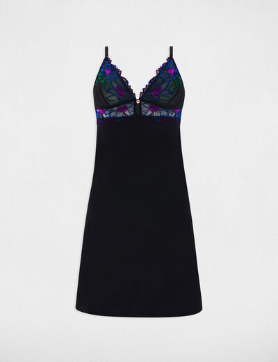 Camisón de encaje negro mujer