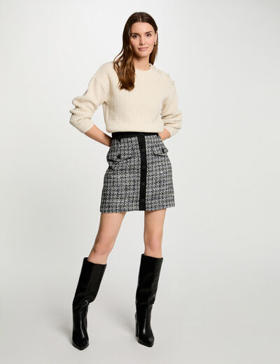Falda corta de tweed multico mujer