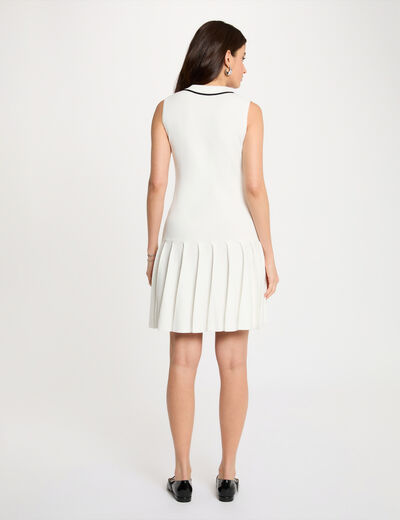 Vestido de punto con cuello vuelto blanco mujer