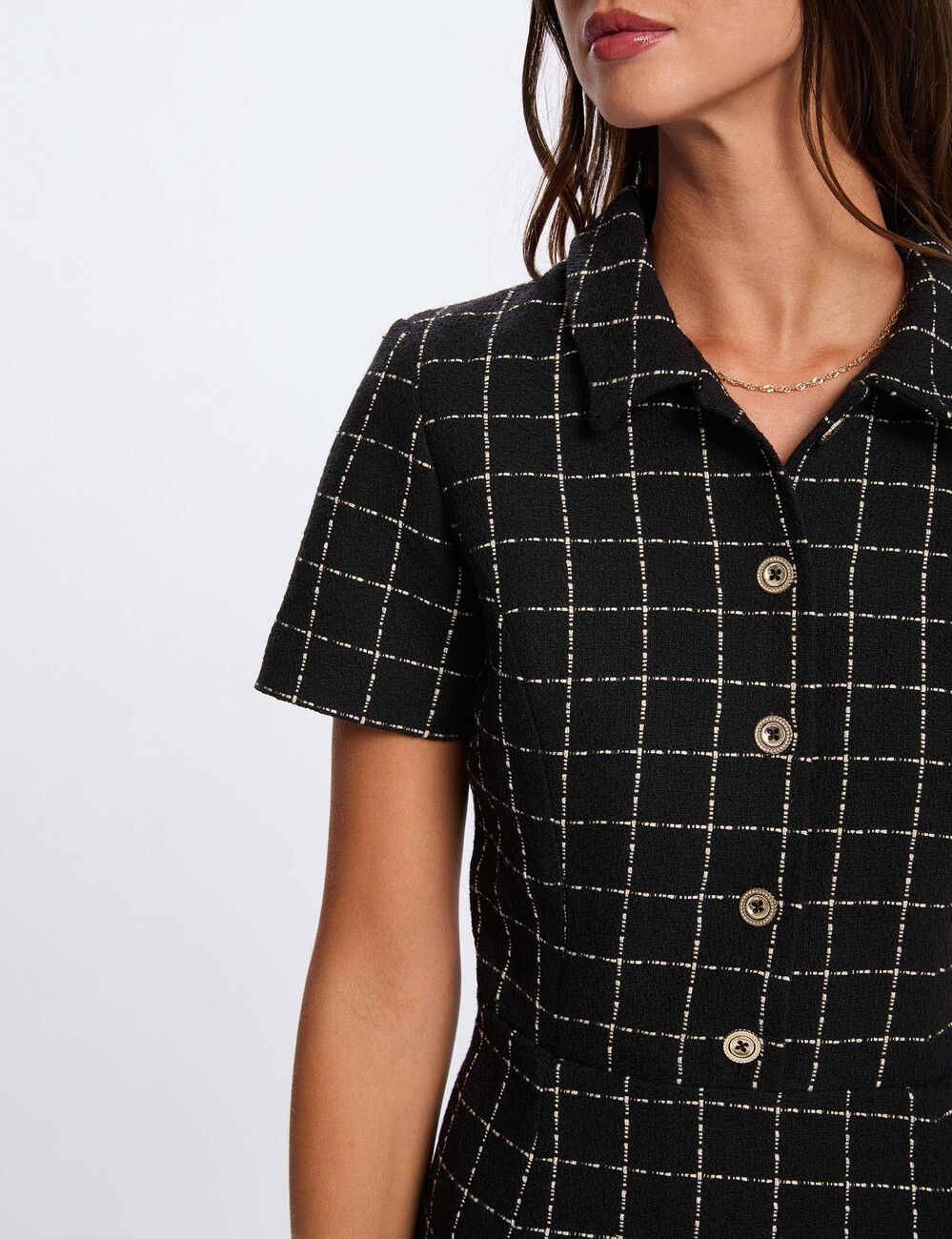 Vestido ajustado con pliegues negro mujer