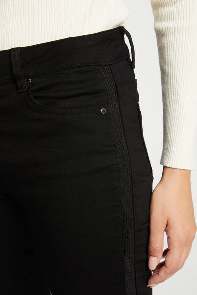 Vaquero slim con lentejuelas negro mujer