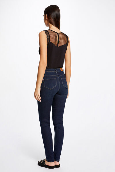 Top tirantes anchos con plumeti negro mujer