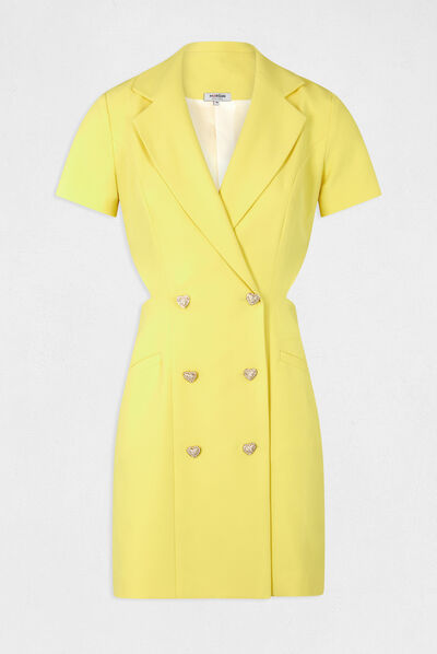 Vestido cruzado con aberturas amarillo mujer