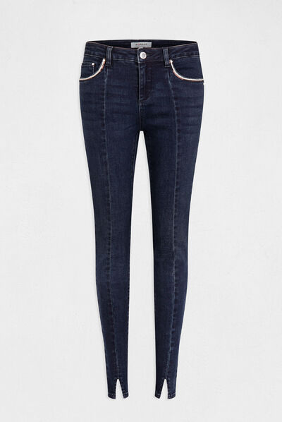 Vaquero slim con lentejuelas vaquero stone mujer