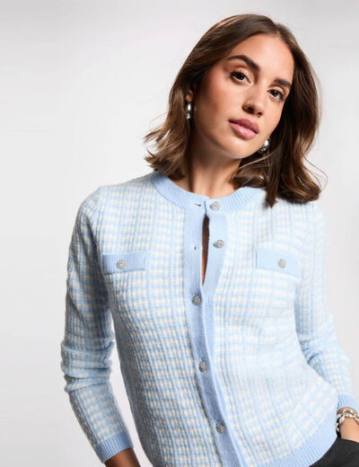 C&aacute;rdigan ajustado jacquard azul cielo mujer