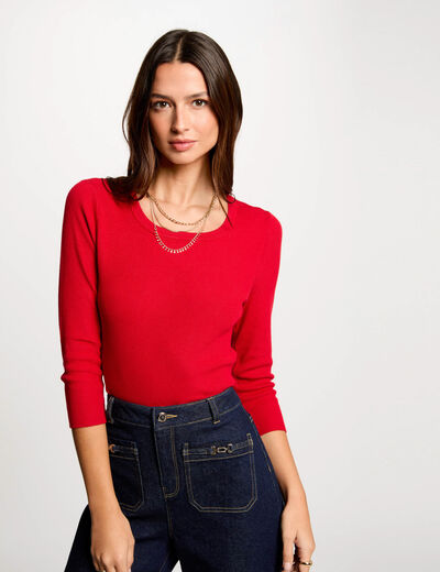 Jersey manga 3/4 rojo mujer