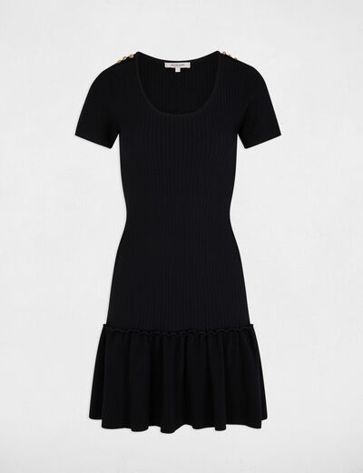 Vestido de punto con cuello en U azul marino mujer