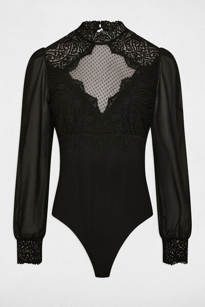 Body con encaje negro mujer