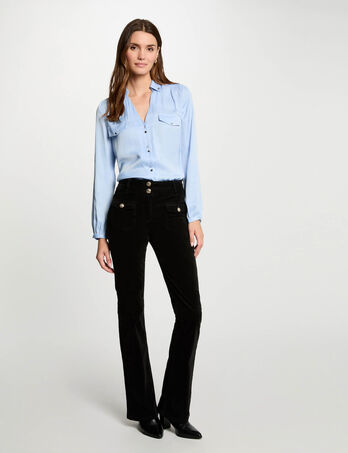 Pantal&oacute;n ajustado terciopelo negro mujer