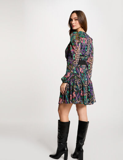 Vestido acampado estampado multicolor mujer