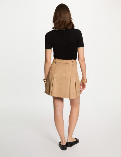 Jersey cuello tipo polo manga corta negro mujer