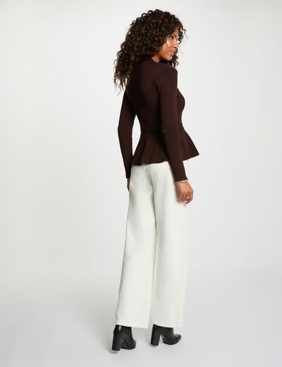 Jersey de cuello alto marr&oacute;n oscuro mujer
