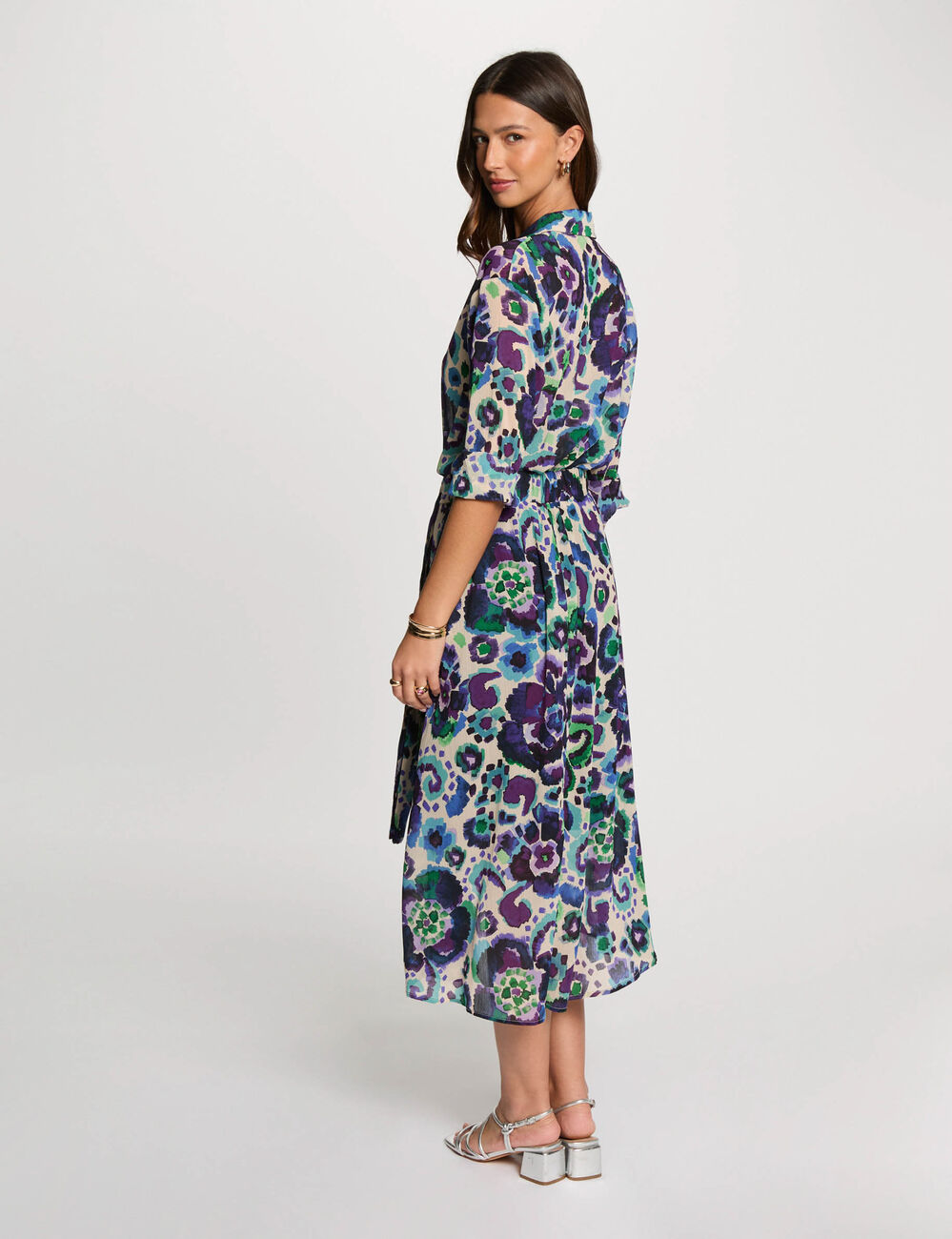Camisa recta estampada multicolor mujer
