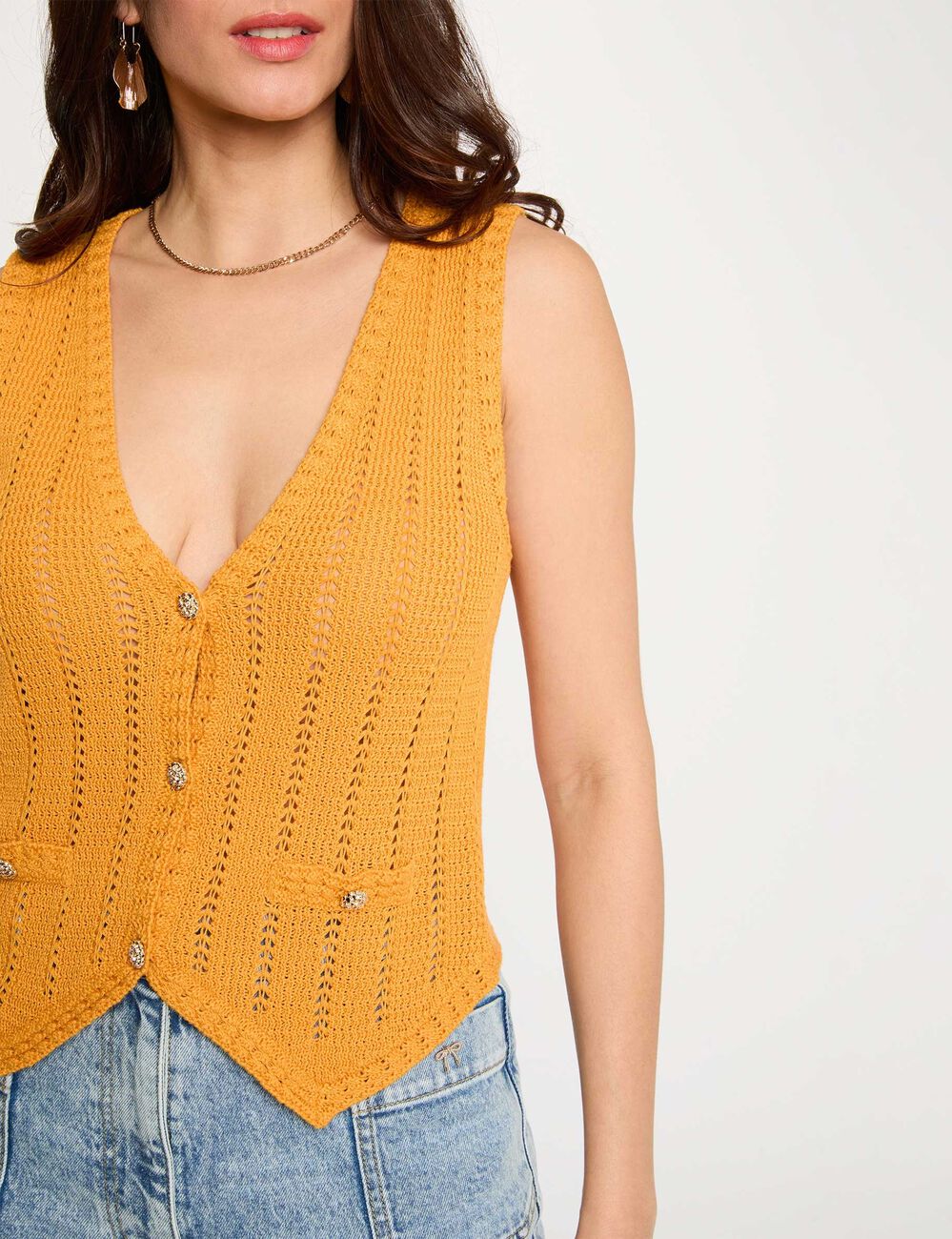 Chaleco ajustado sin mangas naranja oscuro mujer