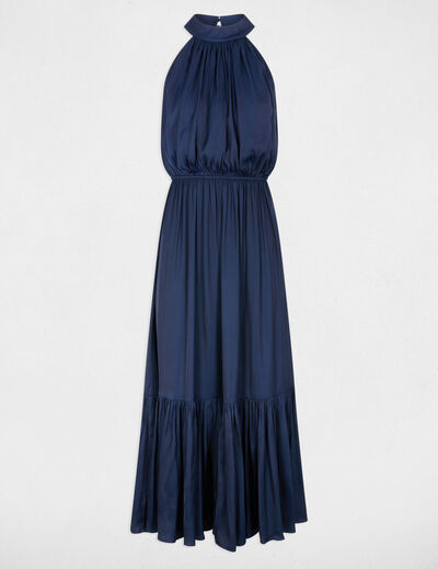 Vestido largo acampanado holgado azul marino mujer