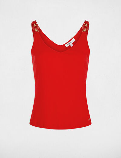 Camiseta ajustada cuello v rojo mujer