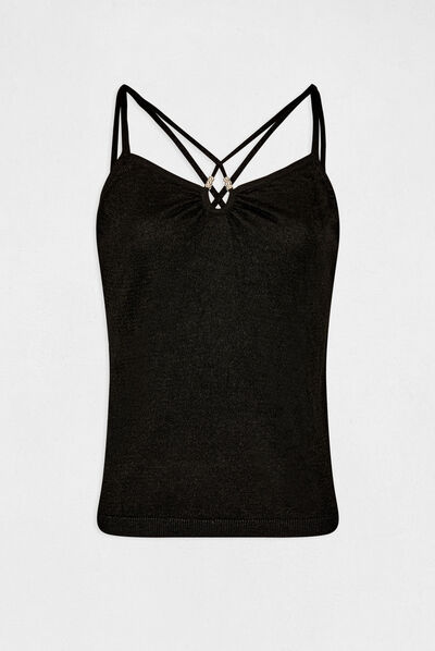 Top punto tirantes finos negro mujer