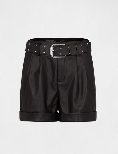 Short recto talle alto con cintur&oacute;n negro mujer