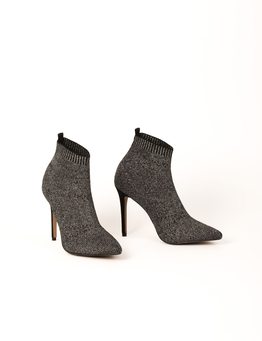 Botines de tacones de aguja plateado mujer