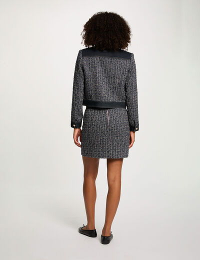 Chaqueta corta de tweed multicolor mujer