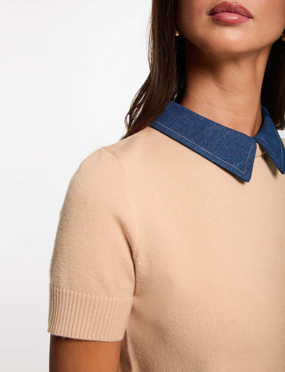 Jersey con cuello vuelto c&aacute;mel mujer