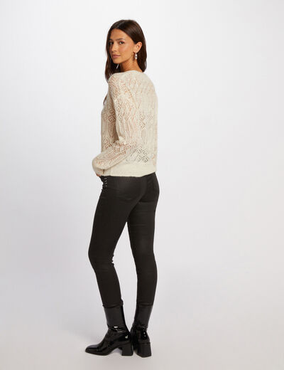 Pantalón skinny efecto mojado negro mujer