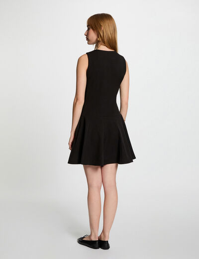 Vestido corto evasé negro mujer