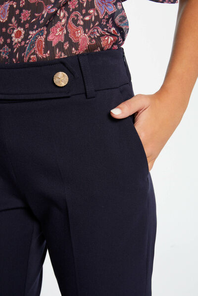 Pantalón de traje ajustado estilo corto marino mujer