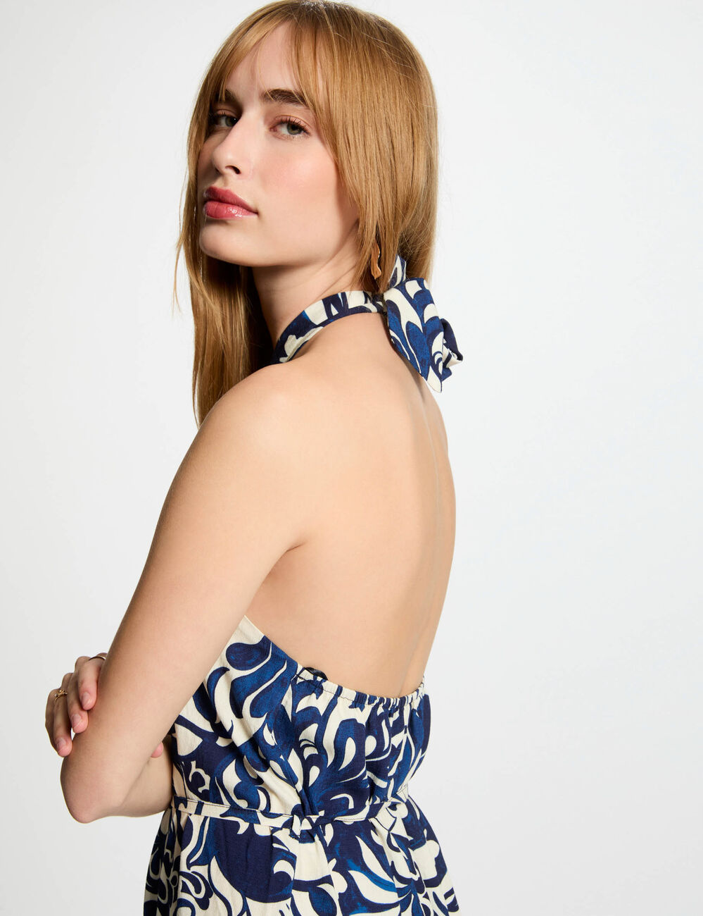 Vestido largo recto estampado multicolor mujer