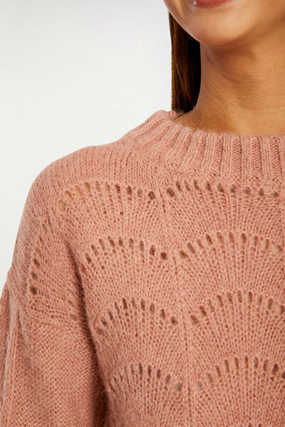 Jersey manga larga rosa pastel mujer